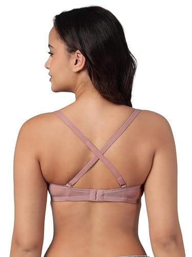 Clovia Women’s Pink Printed Multiway T-Shirt Bra – Padded, Non-Wired, Full-Coverage Comfort